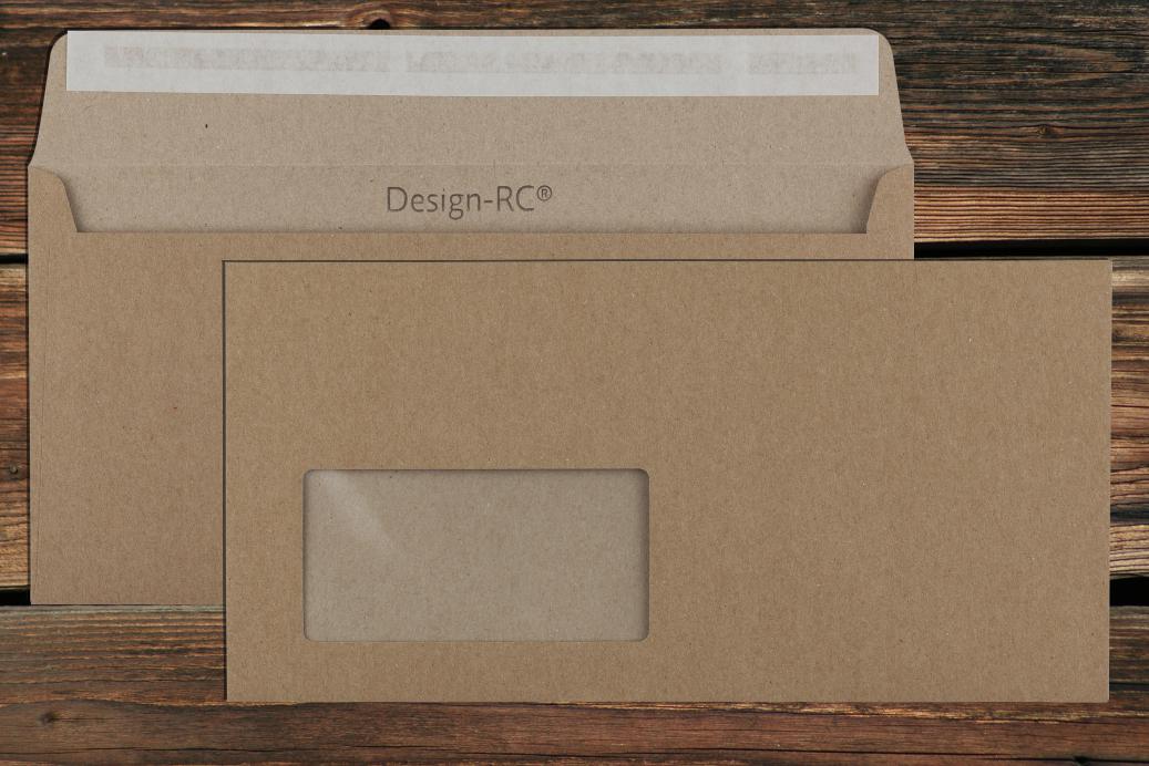 Briefhüllen mit Fenster C6/5 114x229 mm Haftklebend Recycling Braun 100 g/qm